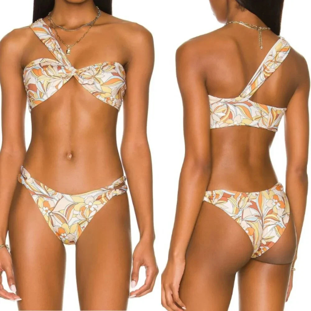 New! L*Space Floral Twist-Detailed One Shoulder Swim Bikini Set 21591